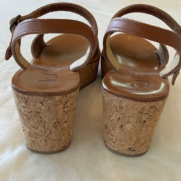 K.Jacques Tan Leather Wedge Sandals - Picture 3 of 7